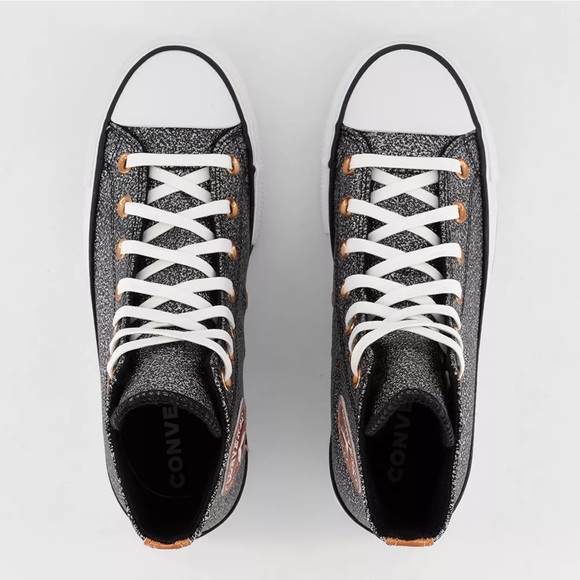 Converse Chuck Taylor All Star Lift High Top Sneaker- Black/Copper/White Glitter - Picture 4 of 8